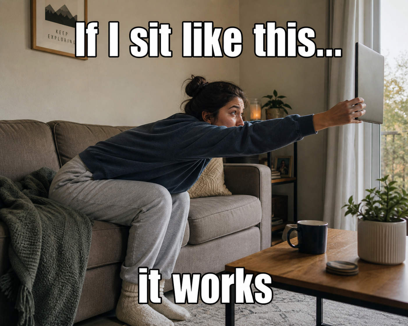 If I sit like this it works